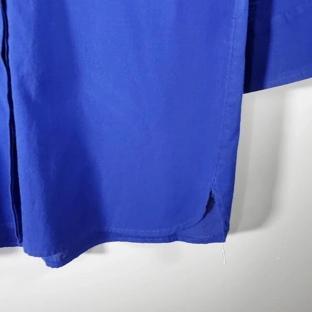 Chico's Lace Up 3/4 Length Sleeve Button Up Collared Blouse Blue Size Small - Picture 3 of 10